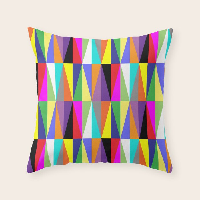 Colourful Geometric Diamonds Pattern No 1 Multicolors Throw Pillow Gallery Image 1