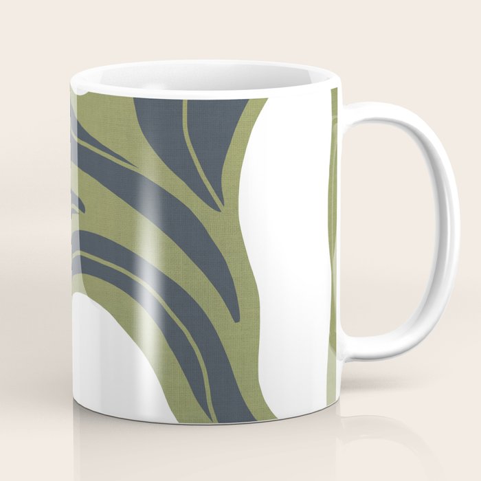 Modern Boho Art Nouveau Floral 3.3 ochre green grey Coffee Mug Gallery Image 1