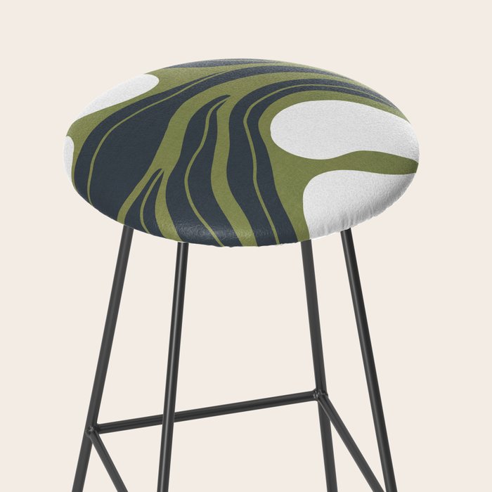 Modern Boho Art Nouveau Floral 3.3 ochre green grey Stool Gallery Image 2