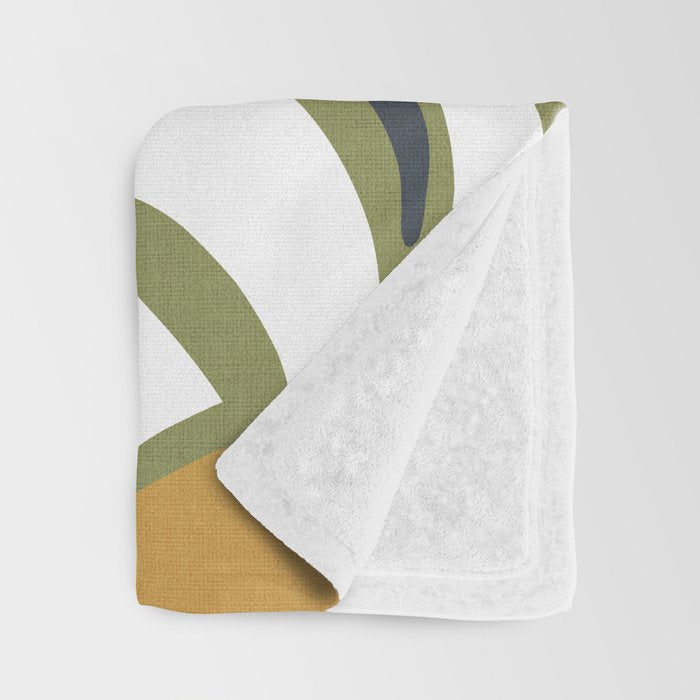 Modern Boho Art Nouveau Floral 3.3 ochre green grey Throw Blanket Gallery Image 3