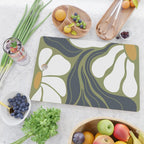 Modern Boho Art Nouveau Floral 3.3 ochre green grey Cutting Board Gallery Image 2