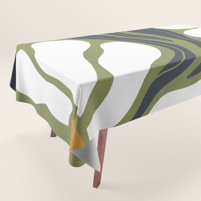 Modern Boho Art Nouveau Floral 3.3 ochre green grey Tablecloth Gallery Image 1