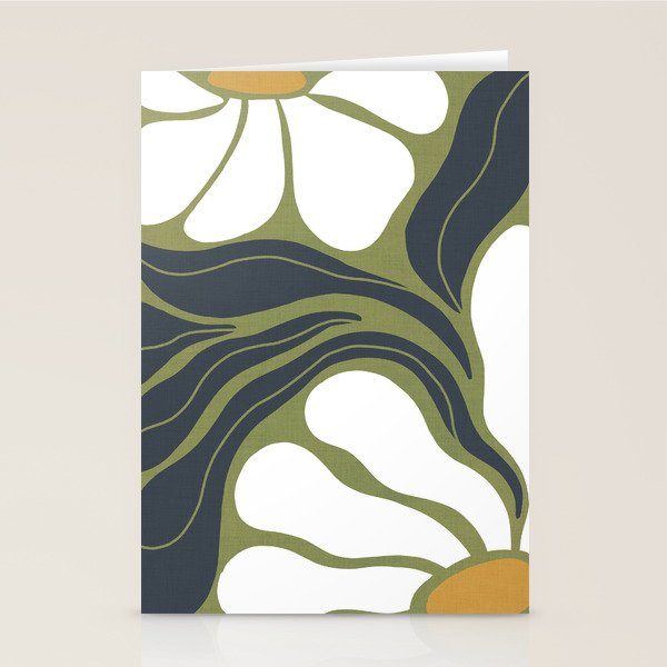 Modern Boho Art Nouveau Floral 3.3 ochre green grey Stationery Card Gallery Image 2
