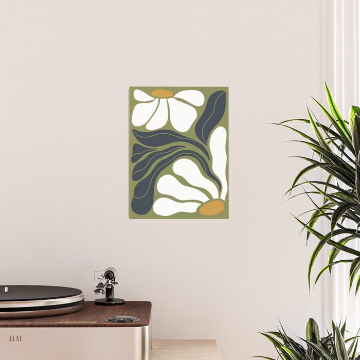 Modern Boho Art Nouveau Floral 3.3 ochre green grey Poster Gallery Image 2