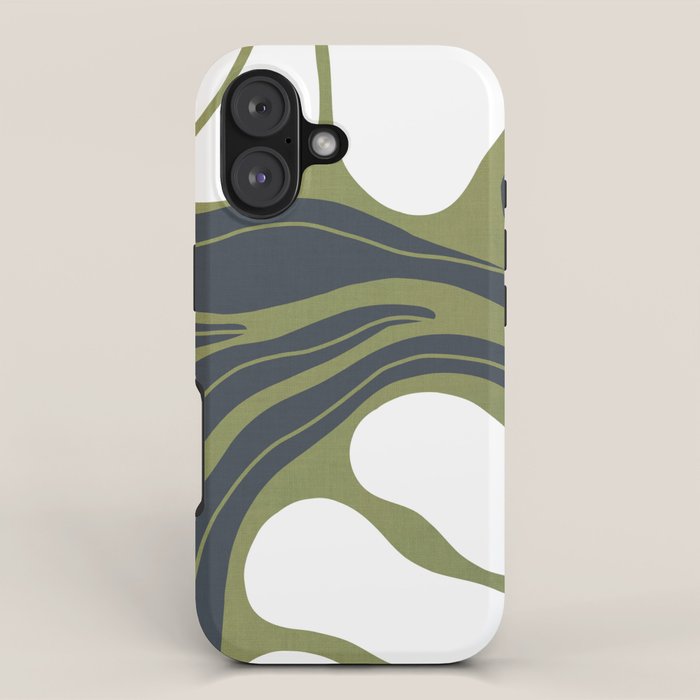 Modern Boho Art Nouveau Floral 3.3 ochre green grey iPhone Case Gallery Image 1