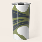Modern Boho Art Nouveau Floral 3.3 ochre green grey Travel Mug Gallery Image 1