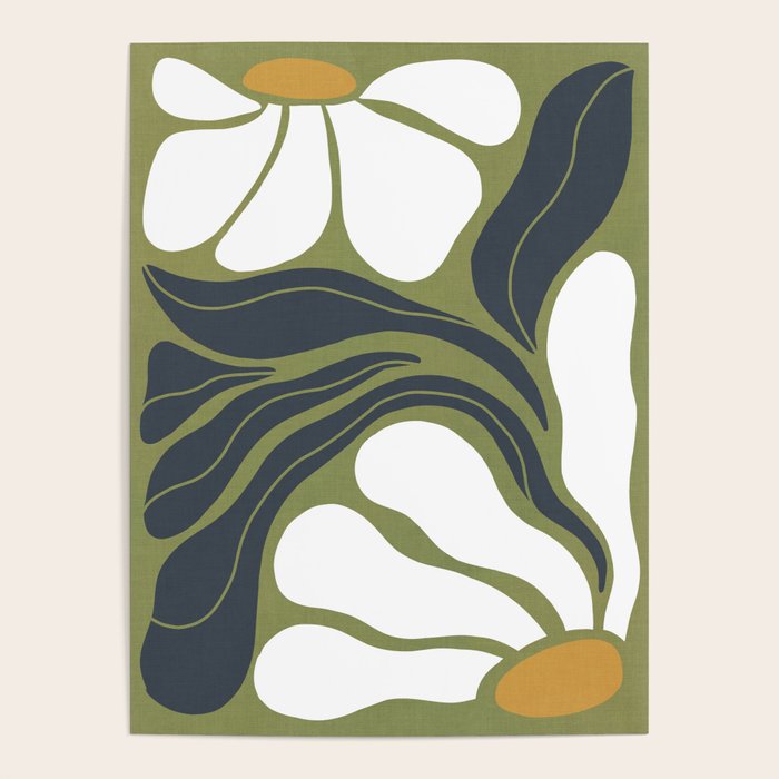 Modern Boho Art Nouveau Floral 3.3 ochre green grey Poster Gallery Image 4