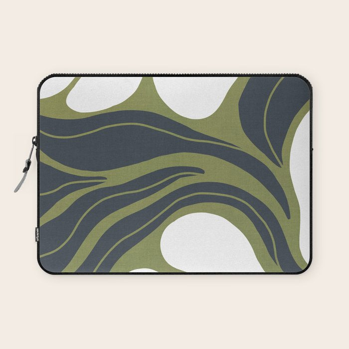 Modern Boho Art Nouveau Floral 3.3 ochre green grey Laptop Sleeve Gallery Image 1