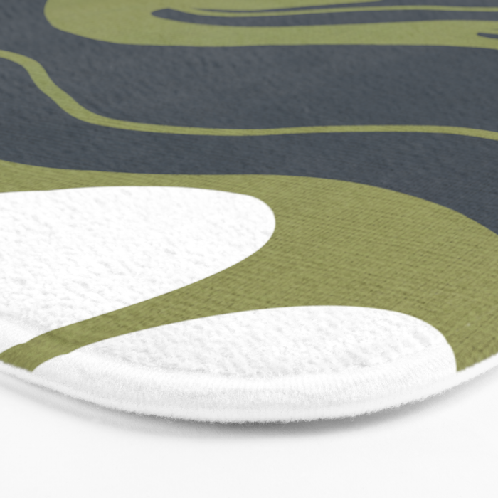 Modern Boho Art Nouveau Floral 3.3 ochre green grey Bath Mat Gallery Image 3