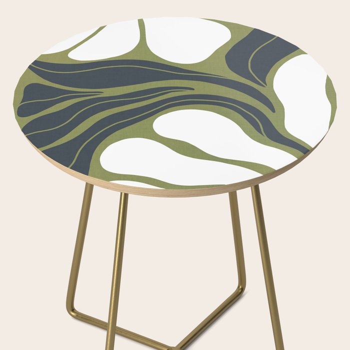 Modern Boho Art Nouveau Floral 3.3 ochre green grey Side Table Gallery Image 2