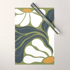 Modern Boho Art Nouveau Floral 3.3 ochre green grey Wrapping Paper Gallery Image 1