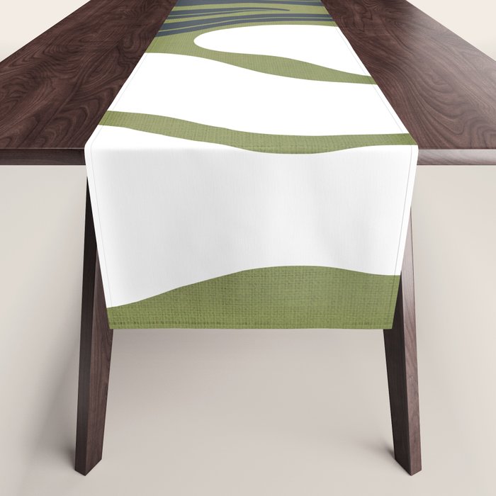 Modern Boho Art Nouveau Floral 3.3 ochre green grey Table Runner Gallery Image 1
