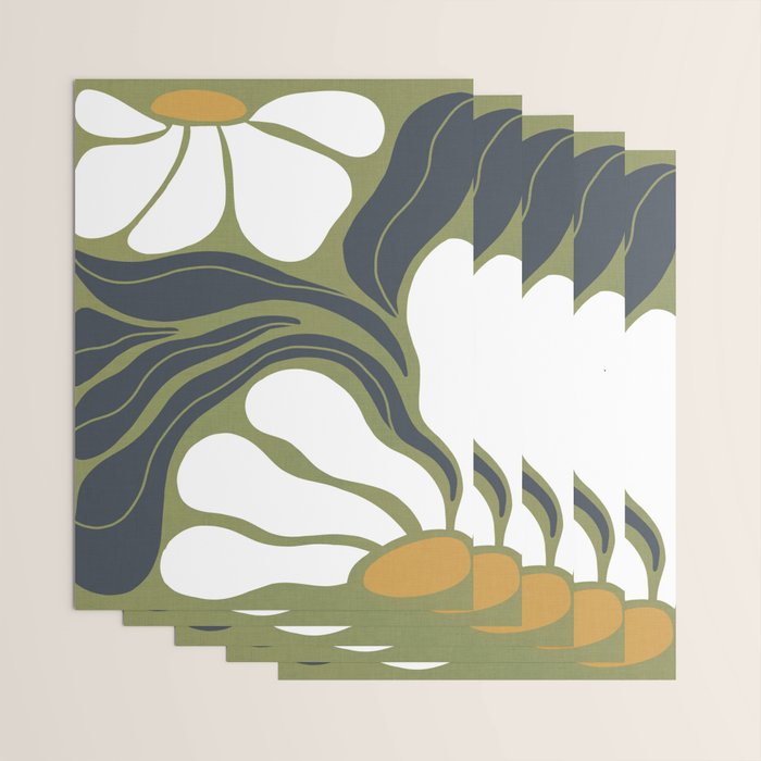 Modern Boho Art Nouveau Floral 3.3 ochre green grey Wrapping Paper Gallery Image 3