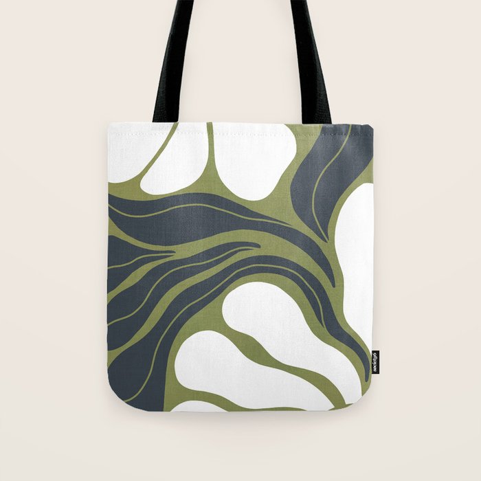 Modern Boho Art Nouveau Floral 3.3 ochre green grey Tote Bag Gallery Image 1