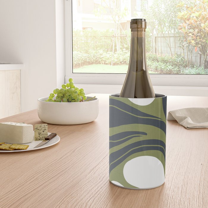 Modern Boho Art Nouveau Floral 3.3 ochre green grey Wine Chiller Gallery Image 4