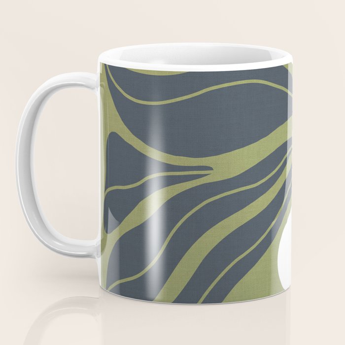 Modern Boho Art Nouveau Floral 3.3 ochre green grey Coffee Mug Gallery Image 3