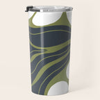 Modern Boho Art Nouveau Floral 3.3 ochre green grey Travel Mug Gallery Image 3