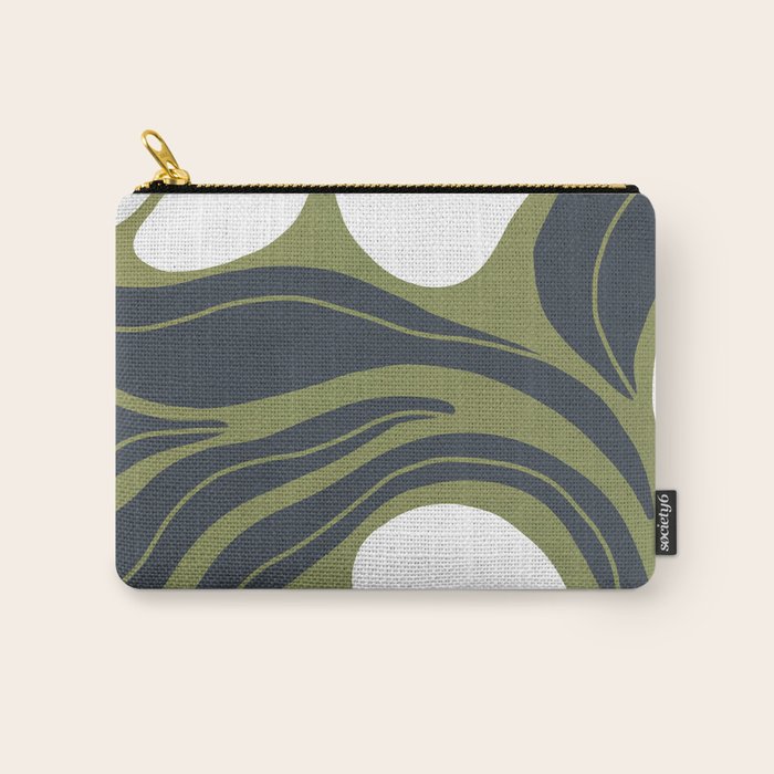 Modern Boho Art Nouveau Floral 3.3 ochre green grey Carry All Pouch Gallery Image 1