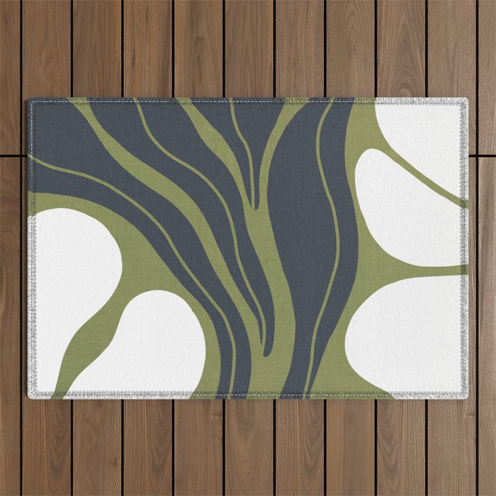 Modern Boho Art Nouveau Floral 3.3 ochre green grey Outdoor Rug Gallery Image 1