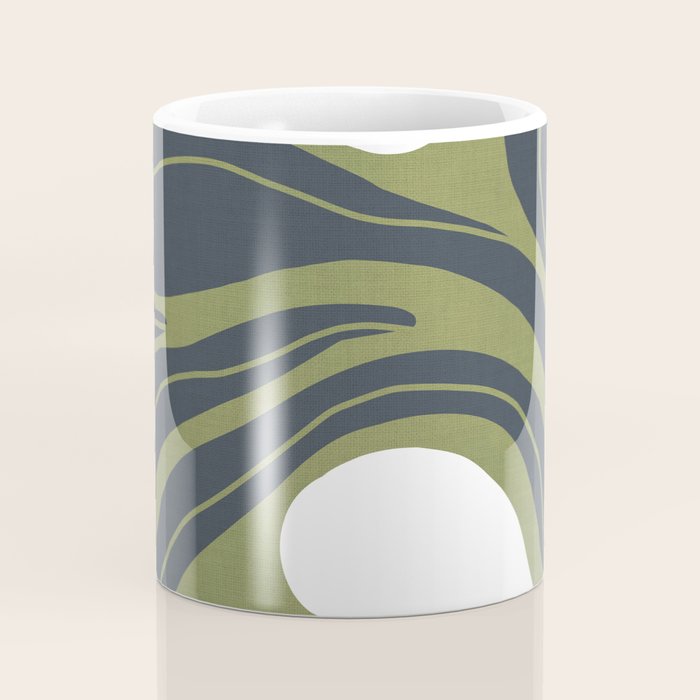 Modern Boho Art Nouveau Floral 3.3 ochre green grey Coffee Mug Gallery Image 4