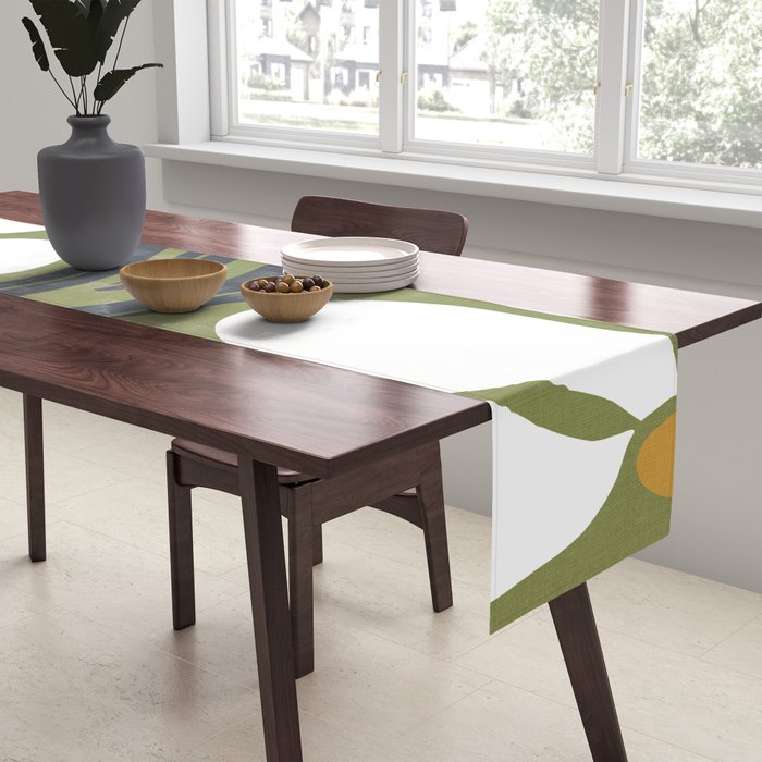 Modern Boho Art Nouveau Floral 3.3 ochre green grey Table Runner Gallery Image 2