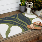 Modern Boho Art Nouveau Floral 3.3 ochre green grey Outdoor Rug Gallery Image 2