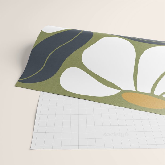 Modern Boho Art Nouveau Floral 3.3 ochre green grey Wrapping Paper Gallery Image 2