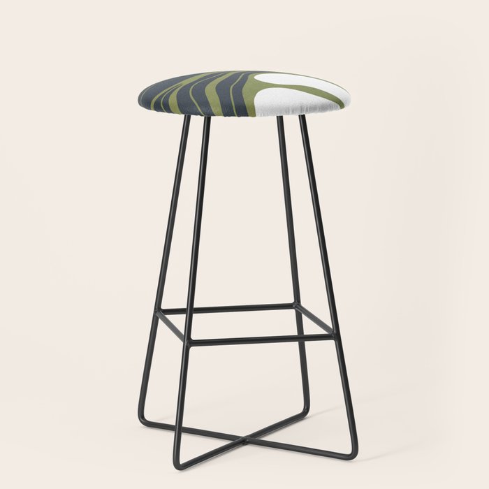 Modern Boho Art Nouveau Floral 3.3 ochre green grey Stool Gallery Image 1
