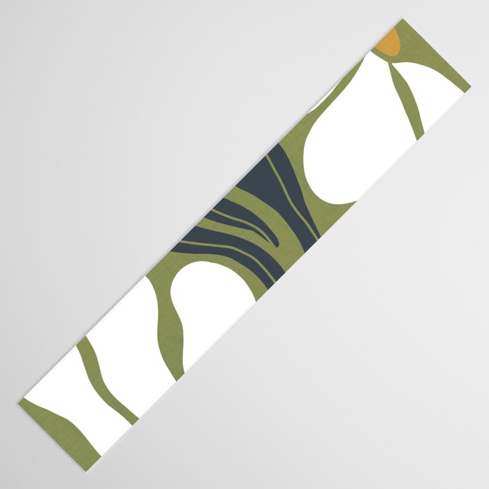 Modern Boho Art Nouveau Floral 3.3 ochre green grey Table Runner Gallery Image 3
