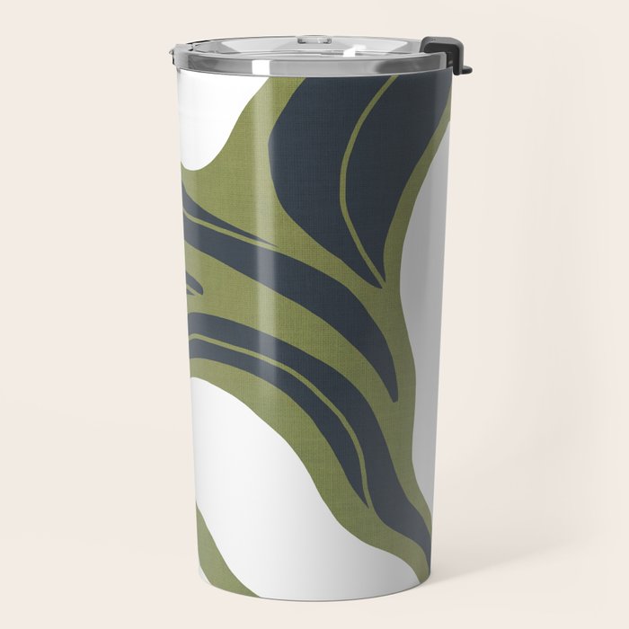 Modern Boho Art Nouveau Floral 3.3 ochre green grey Travel Mug Gallery Image 2
