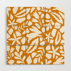 Folk Art Bunnies - Ochre and white Wood Wall Art Gallery Image 1