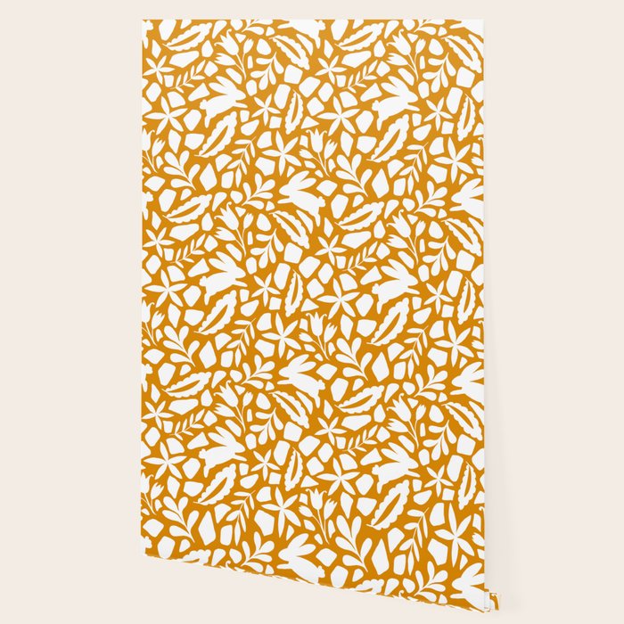 Folk Art Bunnies - Ochre and white Wallpaper Gallery Image 2