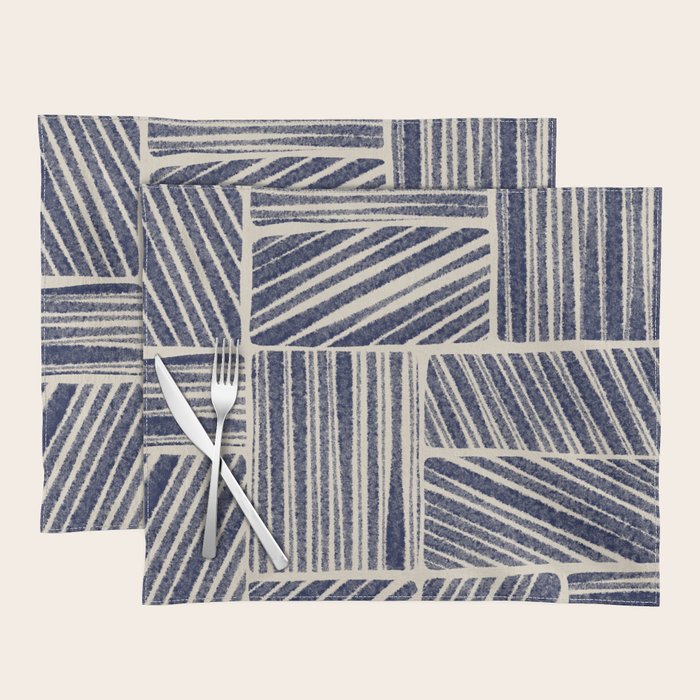 Navy Blue Striped Pattern #3 Placemat Gallery Image 1