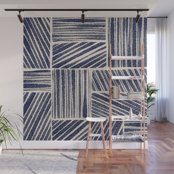 Navy Blue Striped Pattern #3 Wall Mural Gallery Image 1