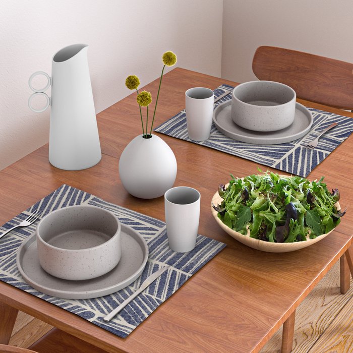 Navy Blue Striped Pattern #3 Placemat Gallery Image 2