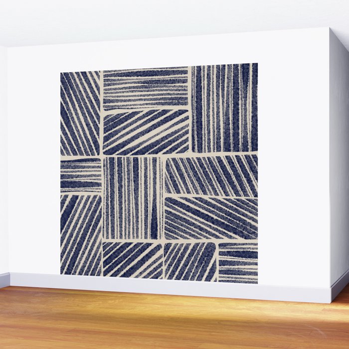 Navy Blue Striped Pattern #3 Wall Mural Gallery Image 2