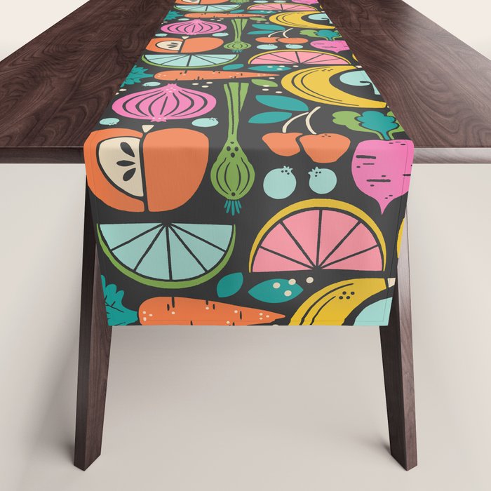 Fruit and Veggies 2025 Calendar - Muli-color on black Table Runner Gallery Image 1