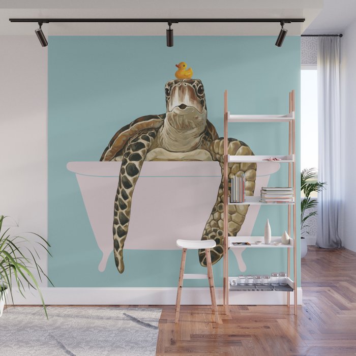 Sea Turtle in Bathtub Wall Mural Gallery Image 1