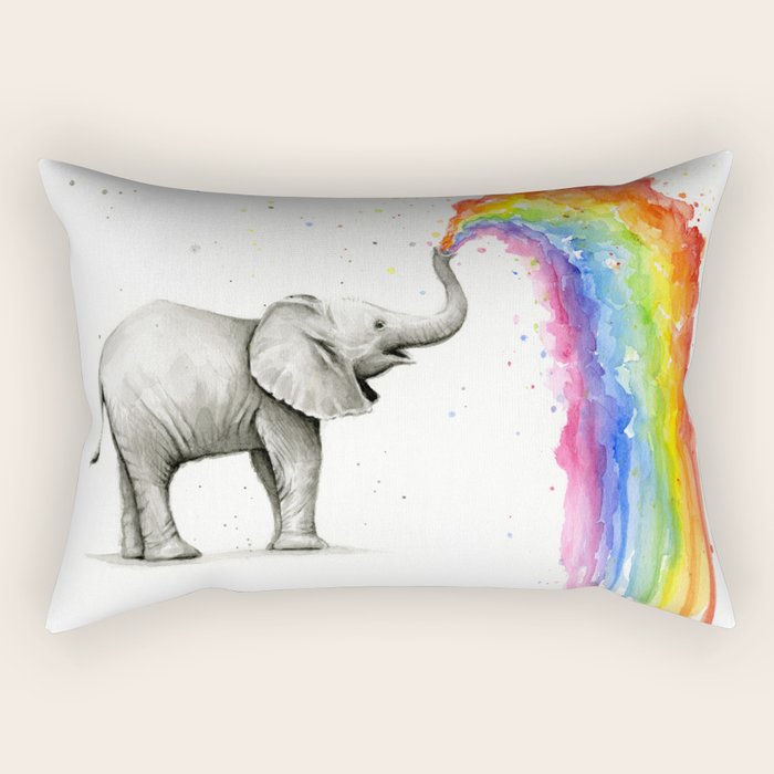 Rainbow Baby Elephant Rectangular Pillow Gallery Image 2