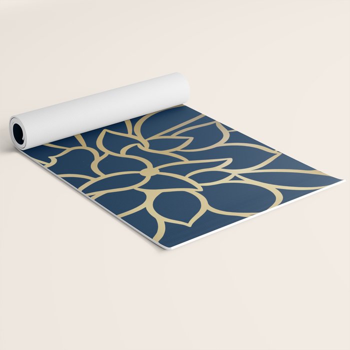Gold and Navy Flower Yoga Mat Gallery Image 2