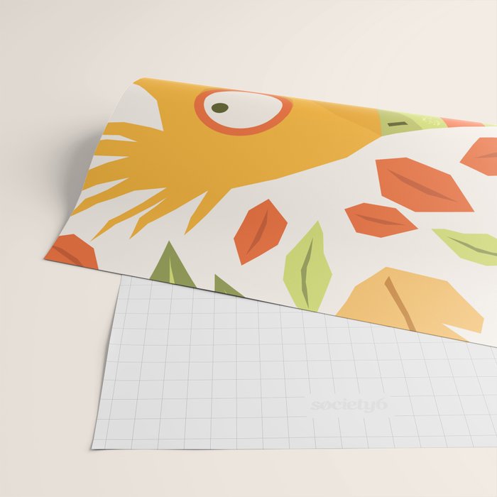 Autumn bird and leaves Wrapping Paper Gallery Image 2