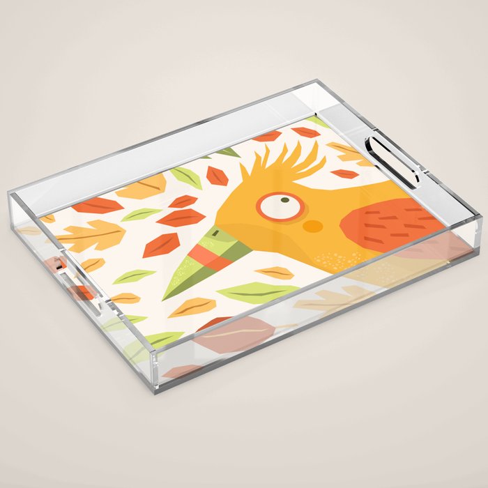 Autumn bird and leaves Acrylic Tray Gallery Image 1