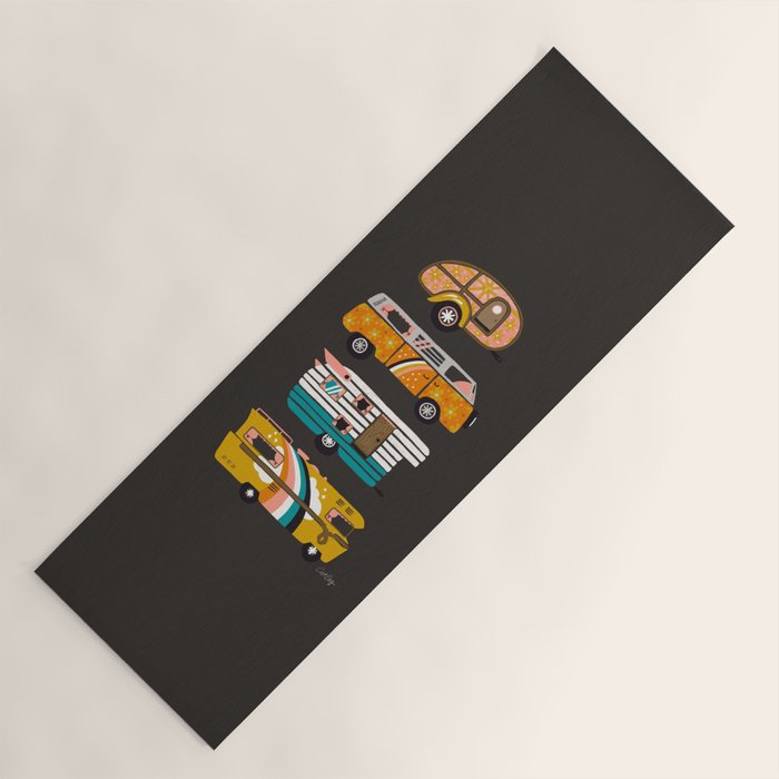 Retro Road Trip - Charcoal Yoga Mat Gallery Image 1