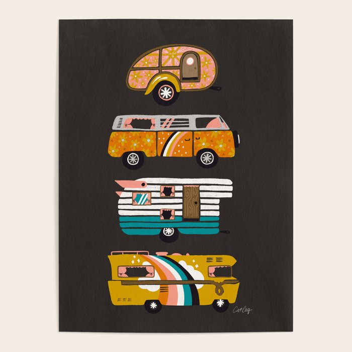 Retro Road Trip - Charcoal Poster Gallery Image 4