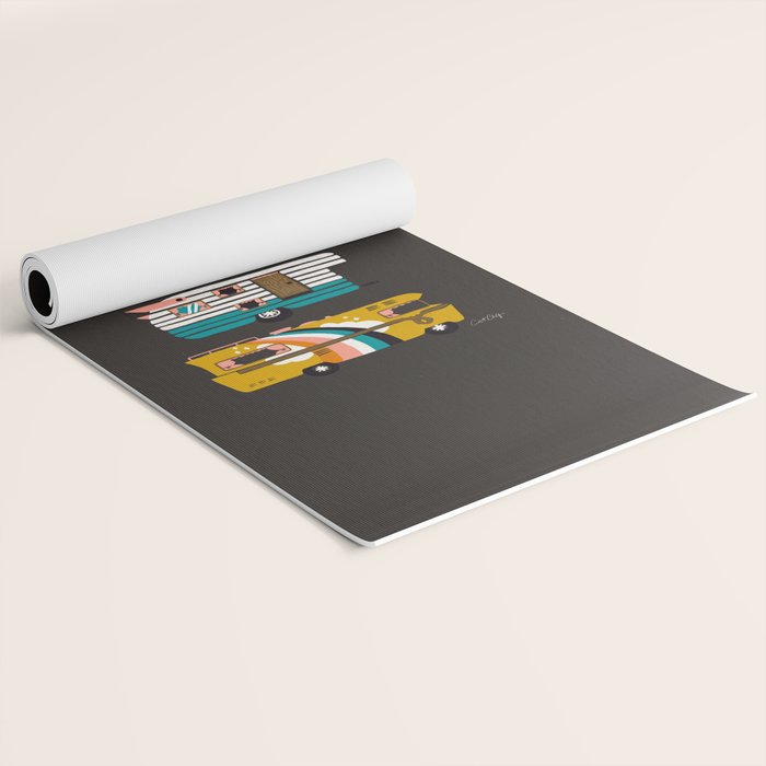 Retro Road Trip - Charcoal Yoga Mat Gallery Image 2
