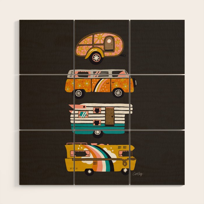 Retro Road Trip - Charcoal Wood Wall Art Gallery Image 1