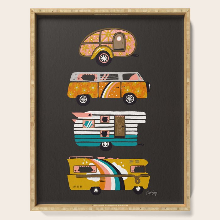 Retro Road Trip - Charcoal Serving Tray Gallery Image 1