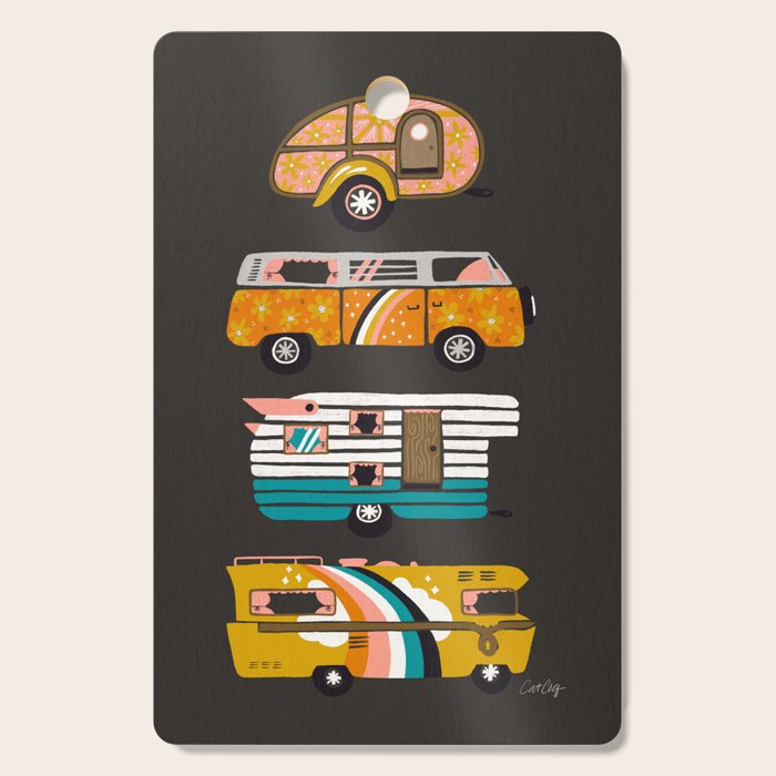 Retro Road Trip - Charcoal Cutting Board Gallery Image 1
