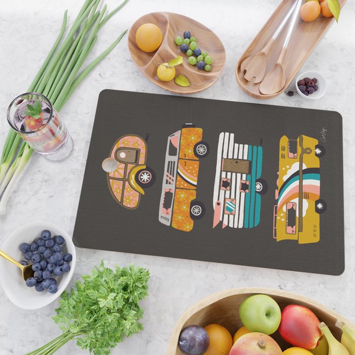 Retro Road Trip - Charcoal Cutting Board Gallery Image 2