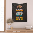 Retro Road Trip - Charcoal Wall Tapestry Gallery Image 2